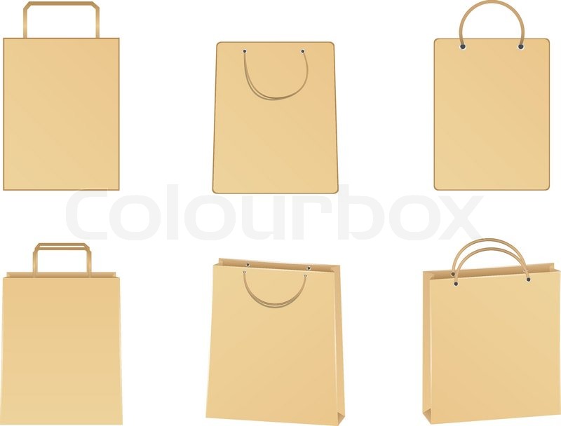 800x608 Set Of Vector Paper Bags On White Background Stock Vector