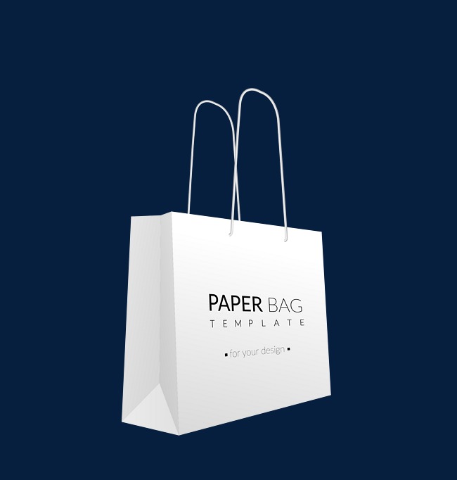 650x682 Vector White Long Paper Bag, Vector Handbag, White Bag, Long