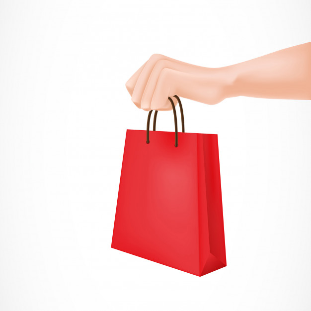 626x626 Hand Holding Red Paper Bag Vector Free Download