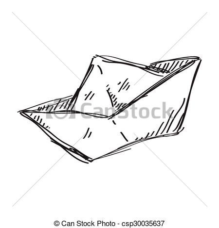 450x470 Simple Doodle Of A Paper Boat. Simple Hand Drawn Doodle Of A Paper