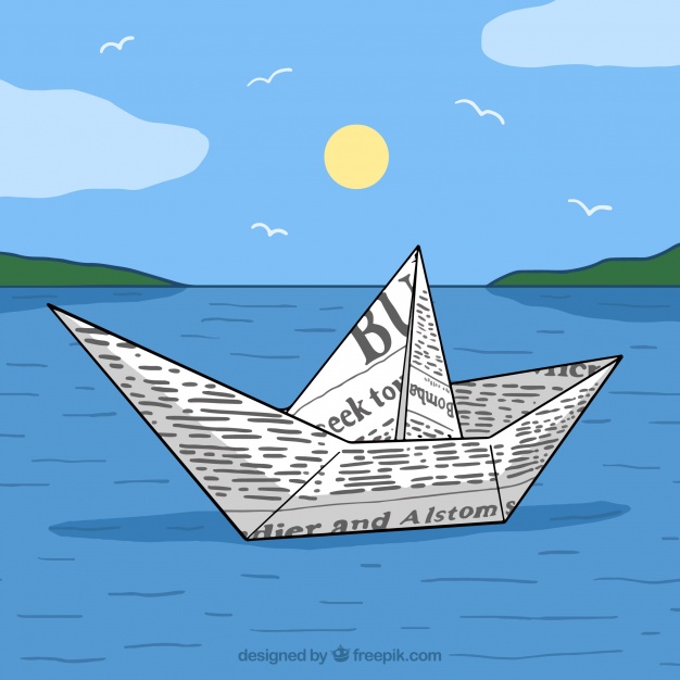 626x626 Landscape With Paper Boat Vector Free Download