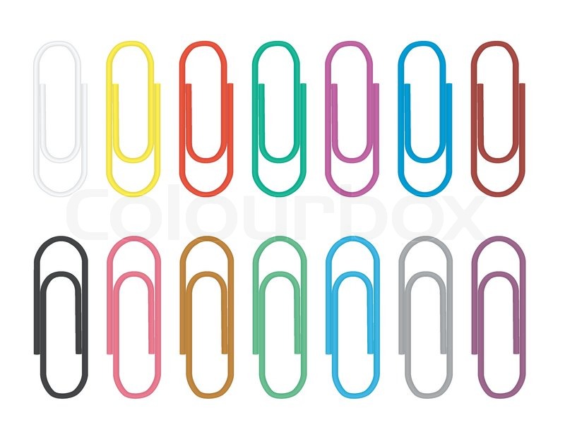 800x605 Set Of Color Paper Clips Vector Illustration Stock Vector