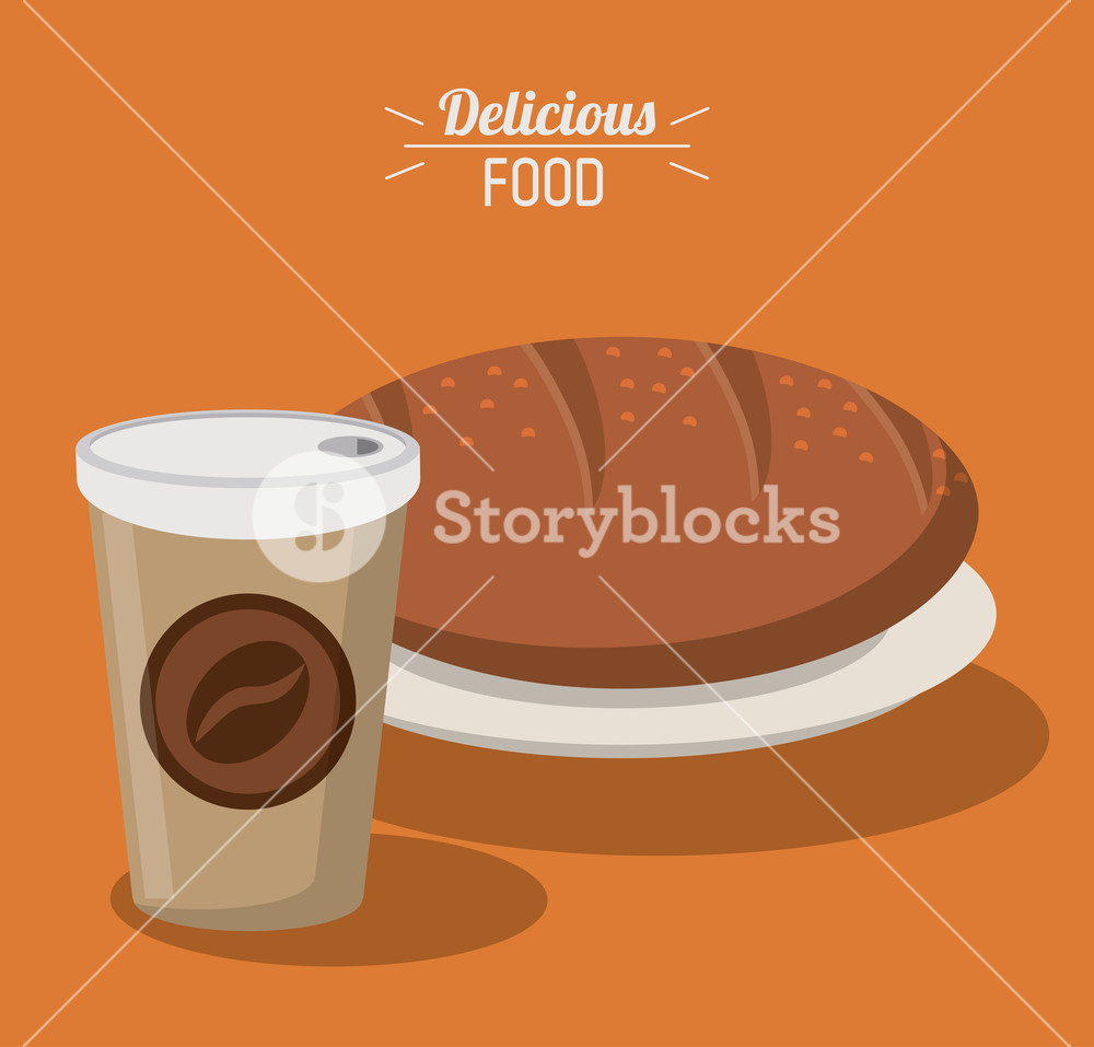 1000x957 Delicious Food Bread Whole Paper Coffee Cup Vector Illustration