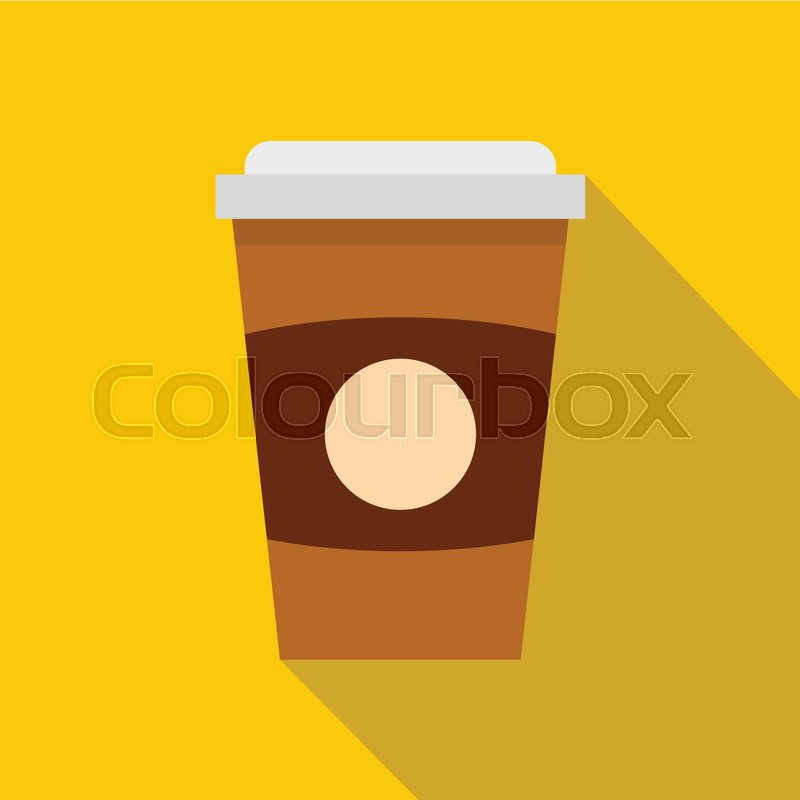 800x800 Brown Paper Coffee Cup Icon. Flat Illustration Of Brown Paper