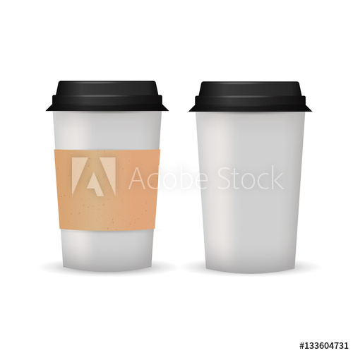 500x500 Realistic Paper Coffee Cup Vector Mockup.
