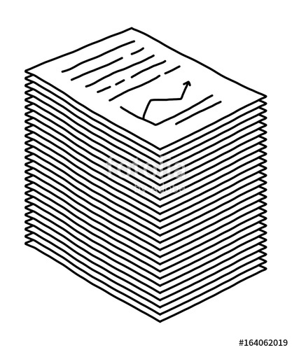 417x500 Data Paper Stack Cartoon Vector And Illustration, Black And