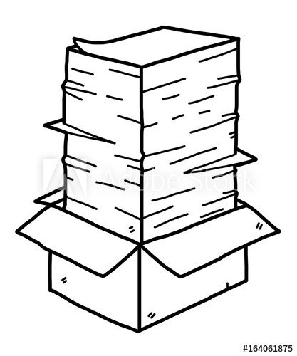 417x500 Paper Stack In Box Cartoon Vector And Illustration, Black And