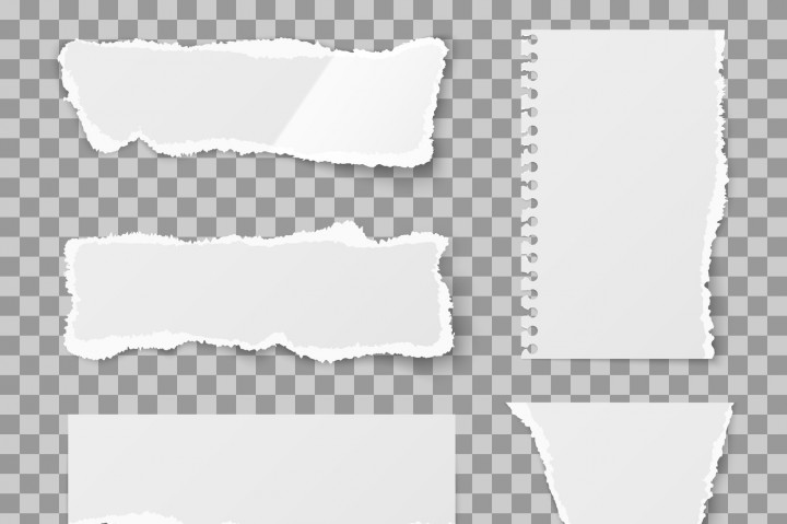 720x479 Blank Torn Paper With Bends And Tears. Vector Set By Microvector