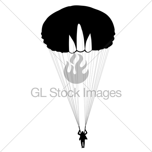 500x500 Skydiver, Silhouettes Parachuting Vector Illustration Gl Stock