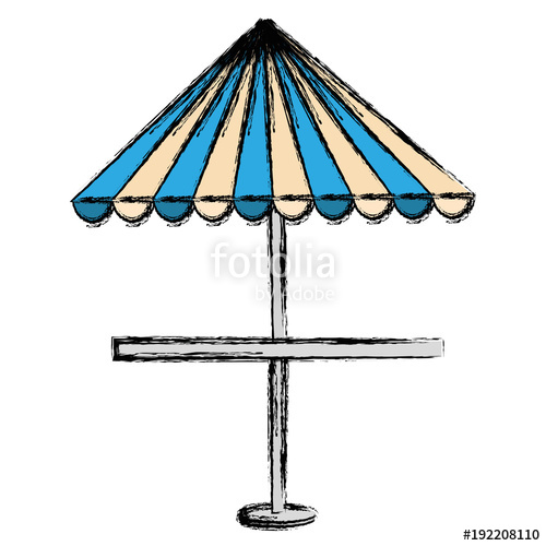 500x500 Restaurant Table With Parasol Vector Illustration Design Stock