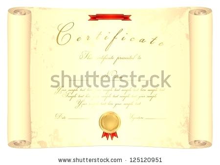 450x338 Certificate Scroll Template Completion Parchment Paper Stock