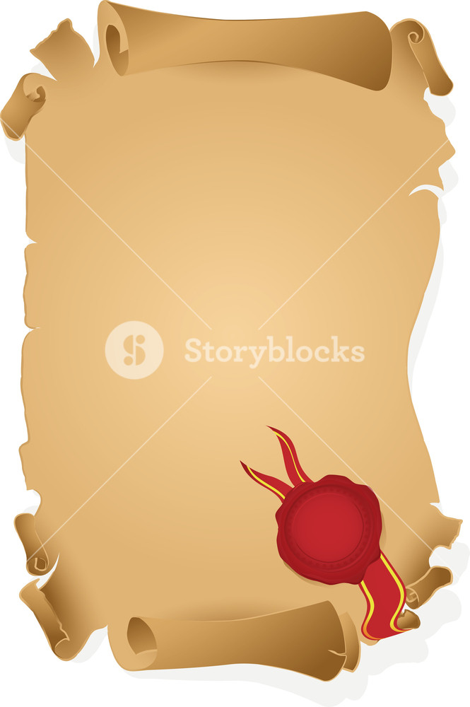 665x1000 Wax Sealed Parchment. Vector. (Easy To Edit