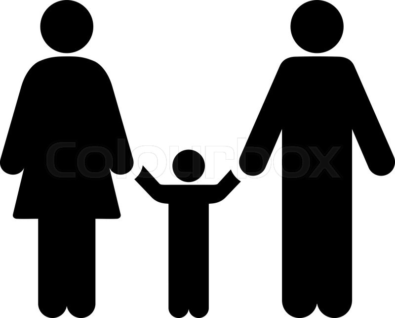 800x643 Parents And Child Vector Icon. Style Is Flat Symbol, Black Color