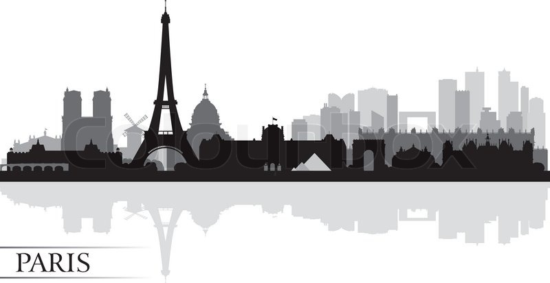 800x412 Paris City Skyline Silhouette Background, Vector Illustration