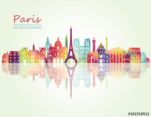 500x388 Paris Skyline. Vector Illustration