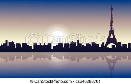 450x290 Silhouette Of Paris Skyline Beauty Landscape Vector Art.