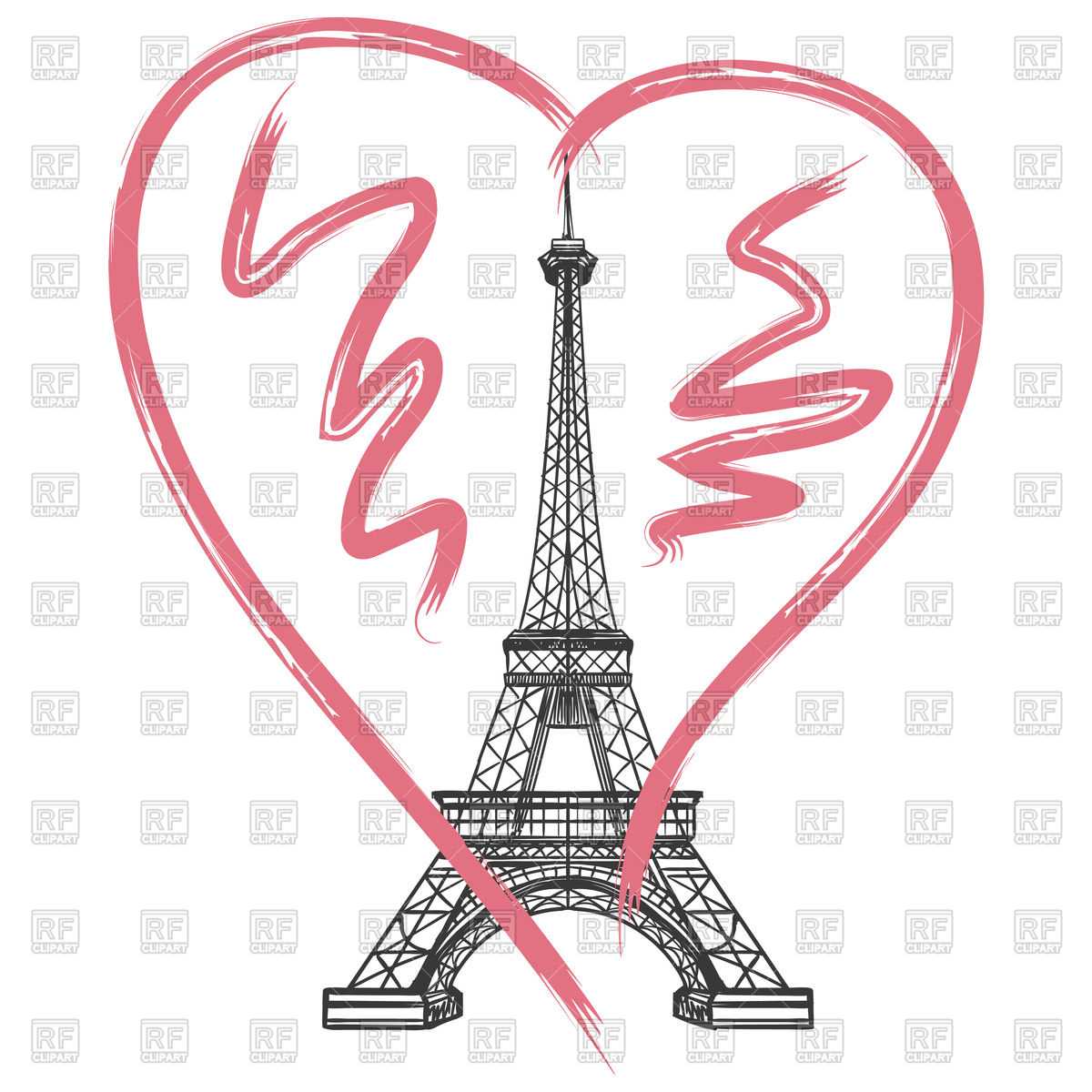 1200x1200 Hand Drawn Heart And Eiffel Tower