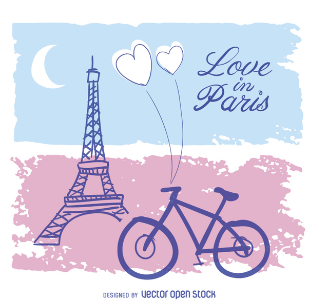 602x587 Love In Paris Card Free Vector Download 357665 Cannypic