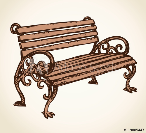 500x457 Park Bench. Vector Drawing