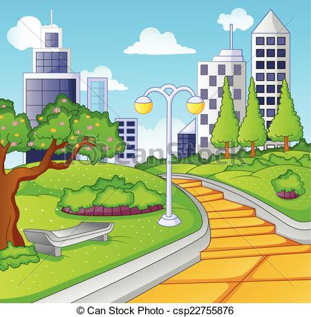 450x459 Vector Illustration Of Summer Day In Public City Park .