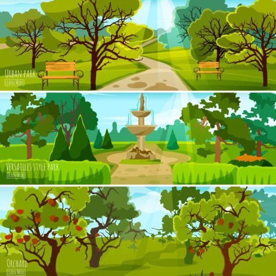 539x539 Urban Park Landscapes Vector Material 01 Free Download