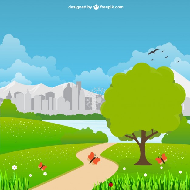 626x626 City Park Landscape Vector Free Download