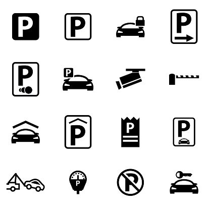 416x416 Vector Black Parking Icon Set Premium Clipart