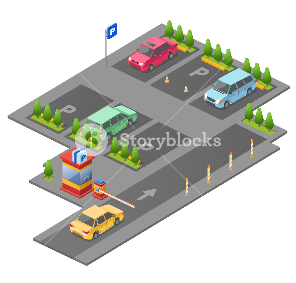 1000x956 Parking Lot Isometric 3d Vector Illustration For Construction