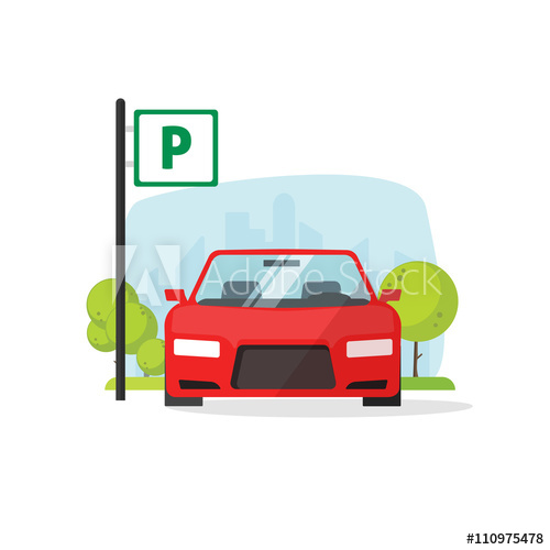 500x500 Parking Lot Vector Illustration Isolated On White, Flat Parking