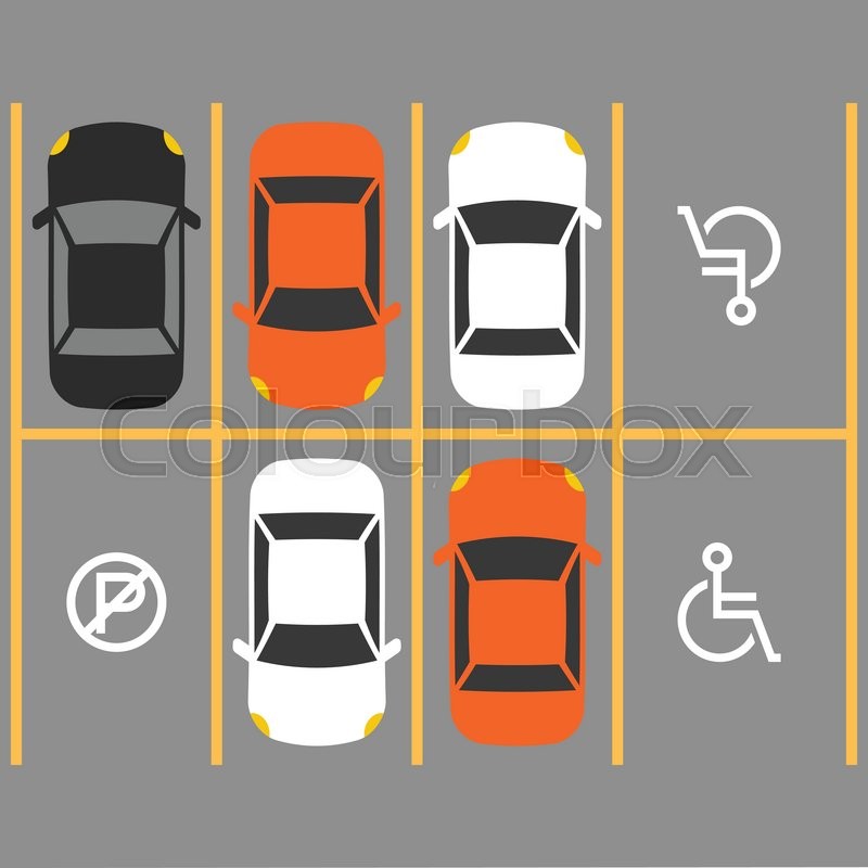 800x800 Parking Lot With Disabled Sign, Flat Design Stock Vector Colourbox