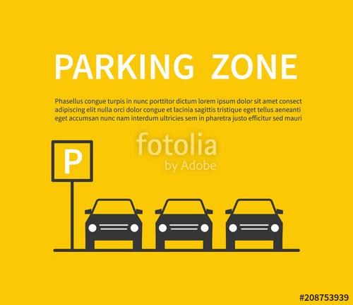 500x431 Parking Zone Sign With Car Black Silhouette Icons. City Parking