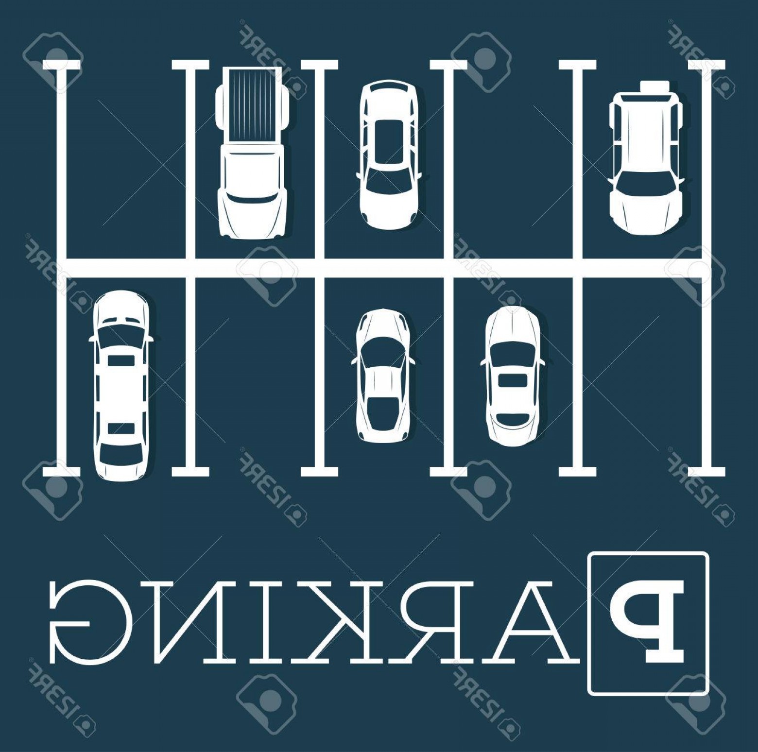 1560x1548 Photostock Vector Parking Zone Poster In Minimalist Style Top View