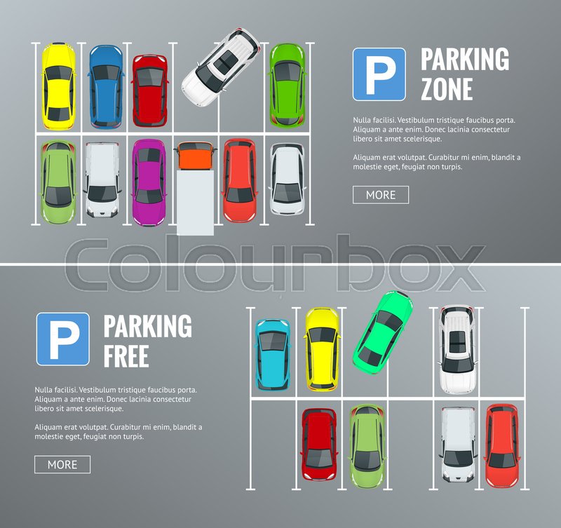 800x753 Vector Illustration City Parking Lot With A Set Of Different Cars