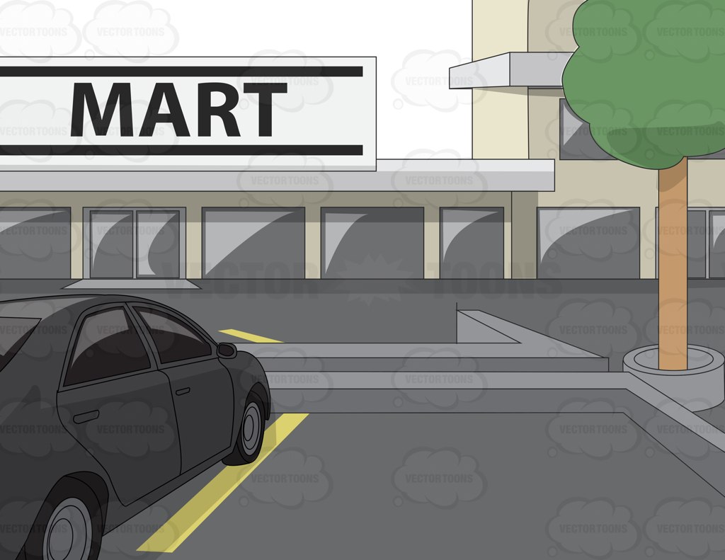 1024x791 A View Of The Supermarket From The Parking Lot Clipart By Vector