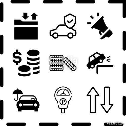 500x500 Simple 9 Icon Set Of Finance Related Files, Money, Parking Meter