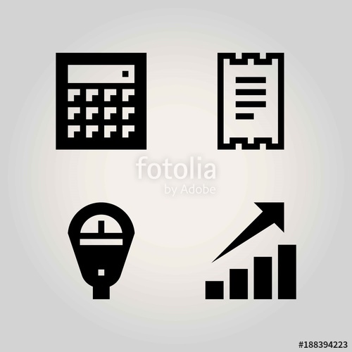 500x500 Technology Vector Icon Set. Invoice, Parking Meter, Profits And