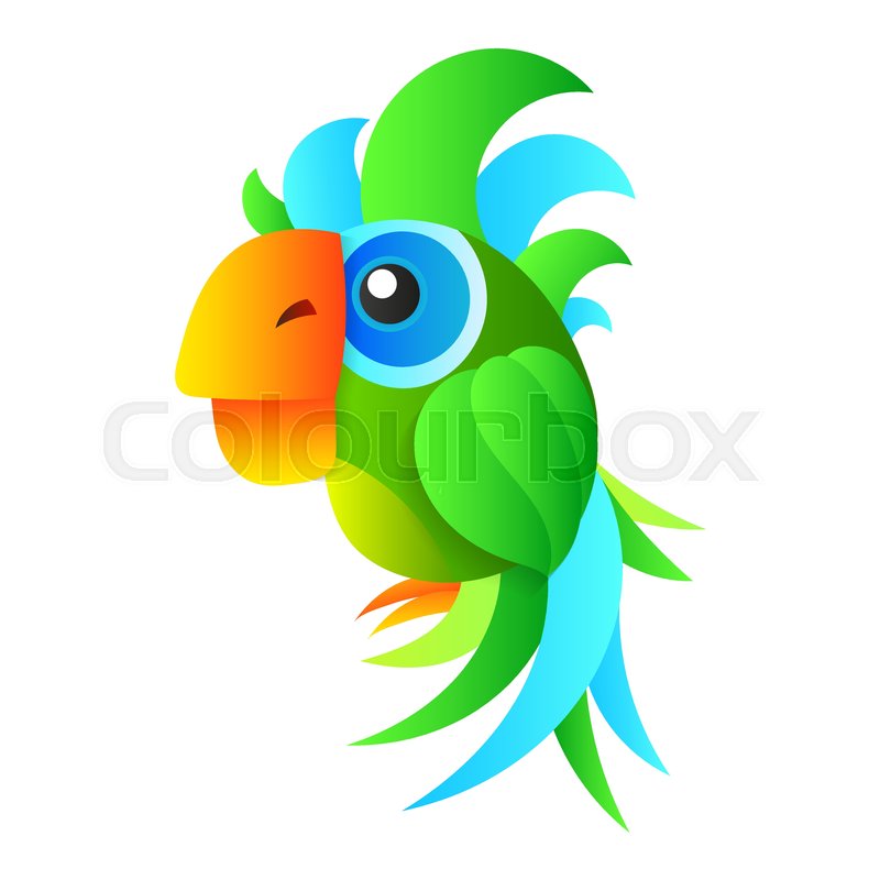 800x800 Cartoon Cute Parrot Vector Illustration On White Background