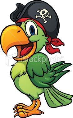 235x380 Cute Cartoon Pirate Parrot. Vector Illustration With Simple