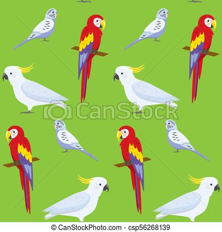 450x470 Seamless Pattern With Colorful Parrots. Bright Seamless Pattern