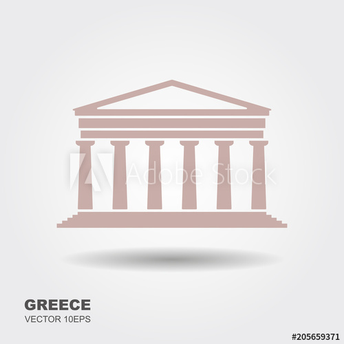 500x500 Greek Parthenon Icon Isolated On White Background