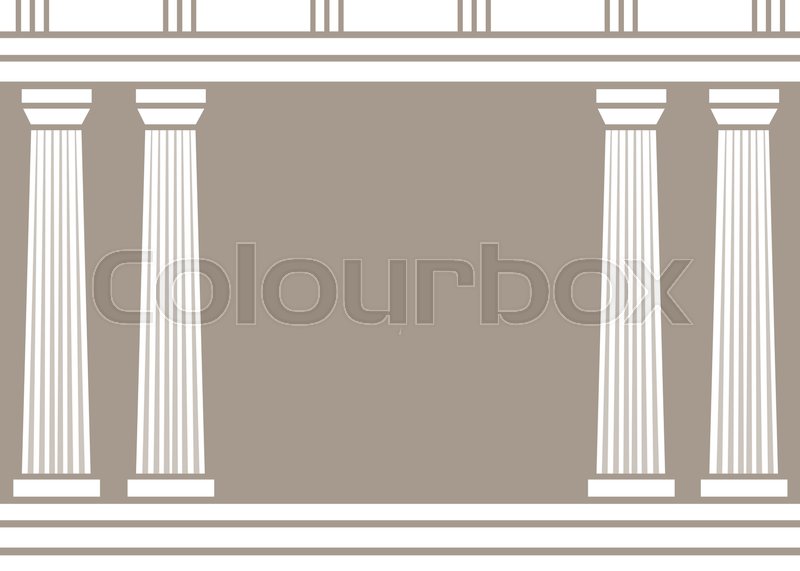 800x571 Double Classic Pillars Arc Isolated On Brown Background. Vector