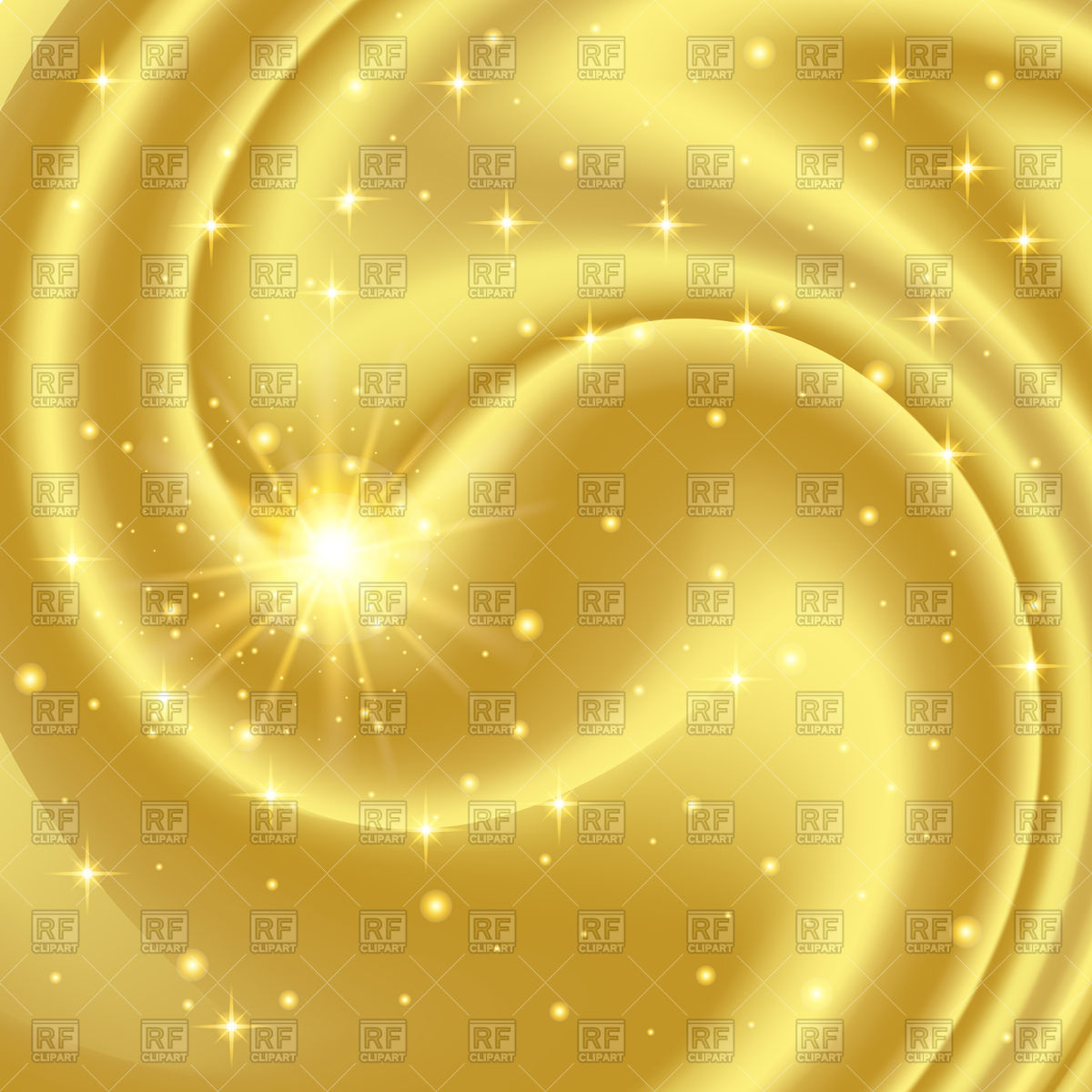 1200x1200 Gold Spiral Background With Stars And Particles Vector Image