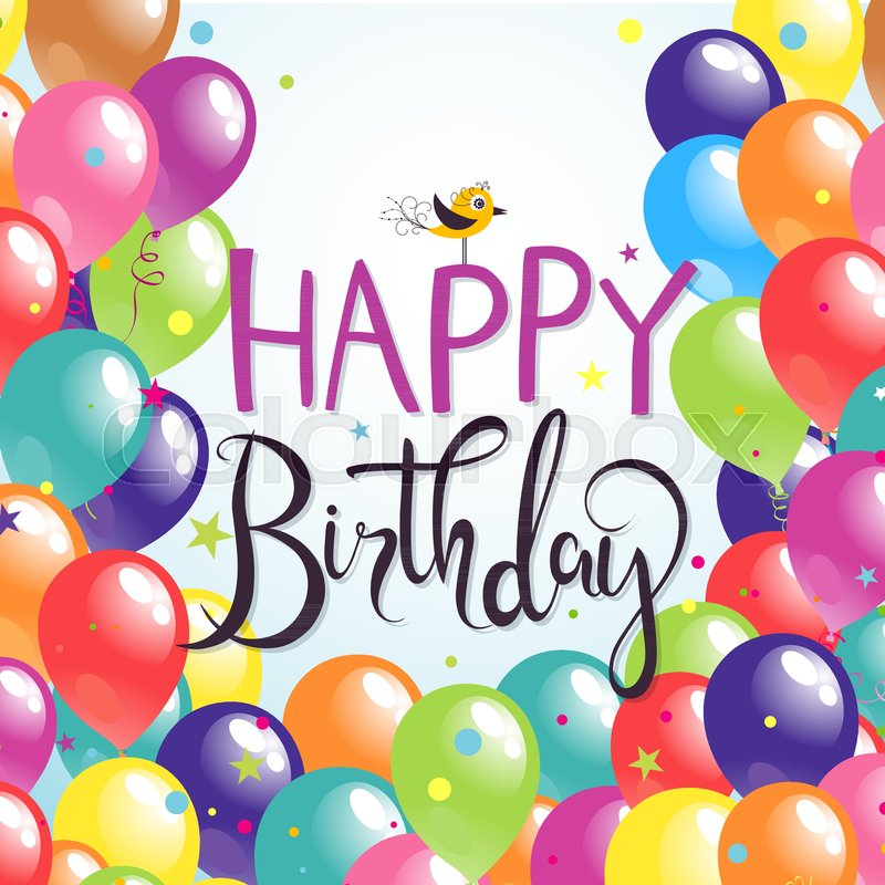 800x800 Color Beautiful Party Balloons, Vector Illustration Stock Vector