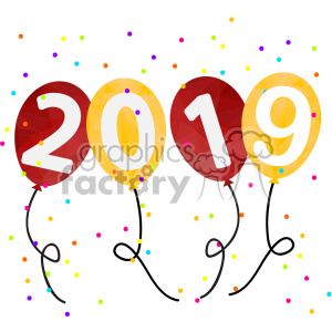 300x300 Royalty Free 2019 New Year Party Balloons Vector Art 400611 Vector