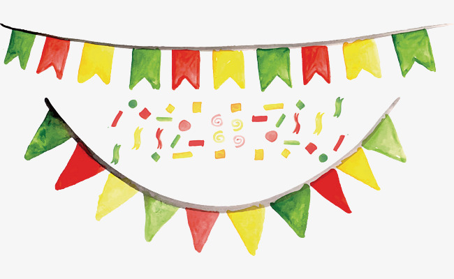 650x400 Carnival Party Decorative Banner, Vector Png, Triangular Flag