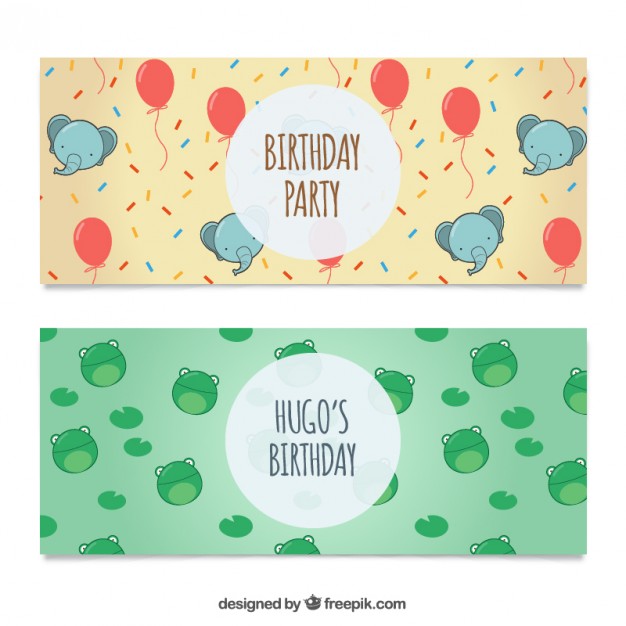 626x626 Lovely Birthday Party Banners Vector Free Download