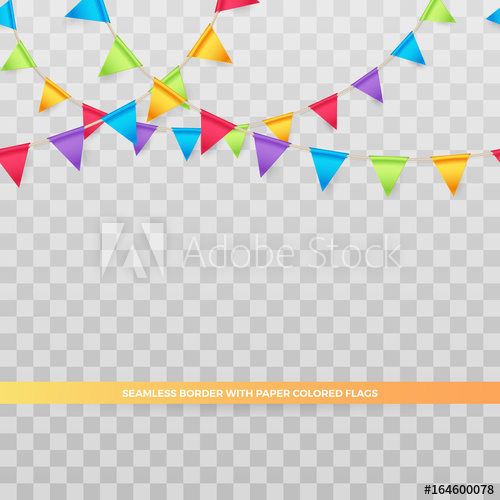 500x500 Vector Seamless Border With Paper Party Banner Of Colored Flags