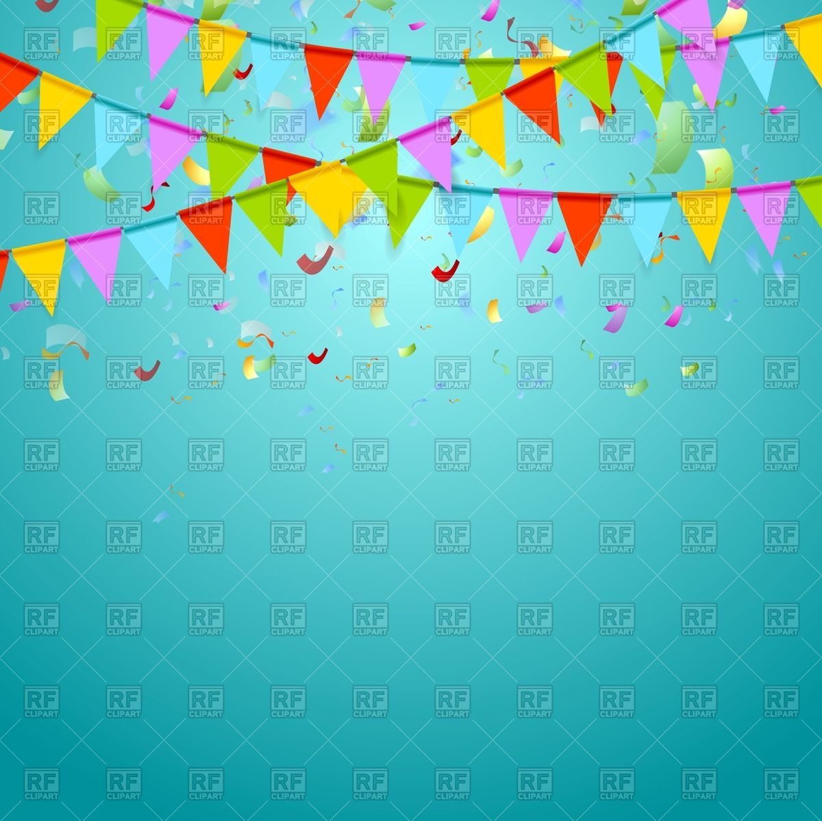 1200x1198 Colorful Party Flags On Abstract Background With Confetti Vector