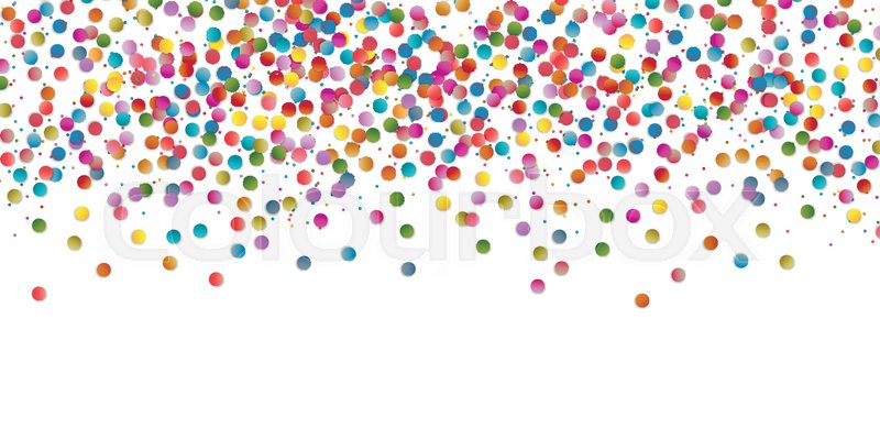 800x399 Multicolored Round Confetti Splash Isolated On White Background