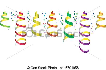 450x295 Background With Party Streamers And Confetti, Vector Illustration.